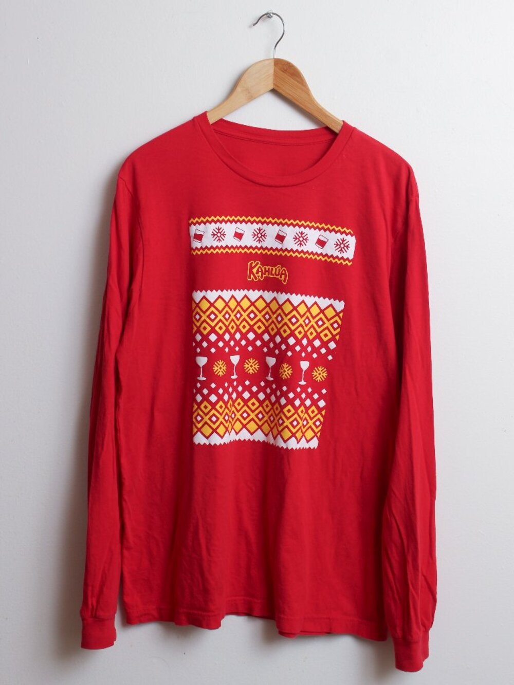 Kahlua Liquor Christmas Shirt Mens Red Holiday Drink Long Sleeve Tee